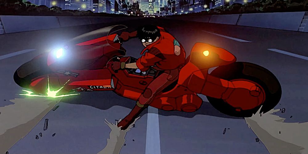 Kaneda from Akira riding his iconic red motorcycle