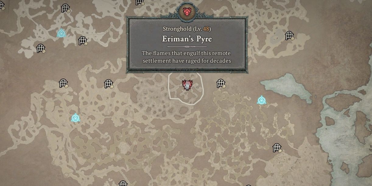 The player looks at the Eriman's Pyre Stronghold Location