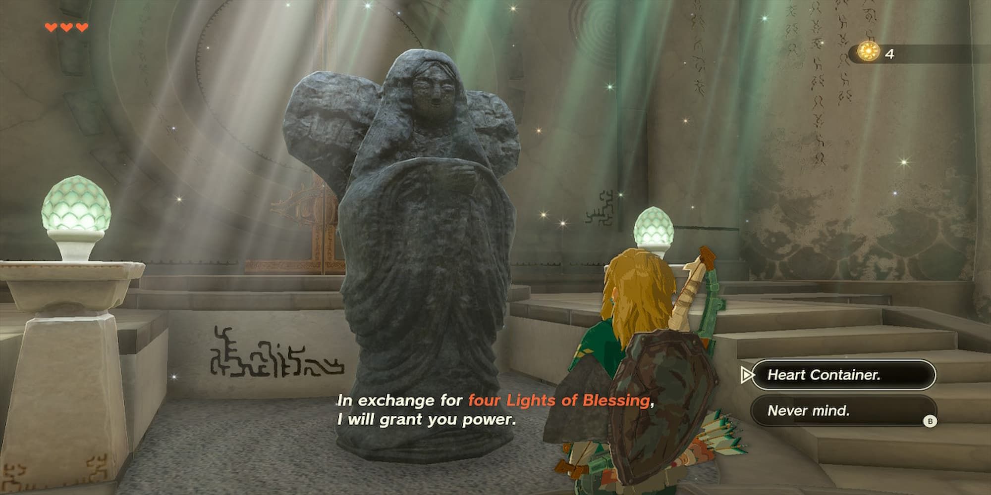 Link Standing Before A Goddess Statue 
