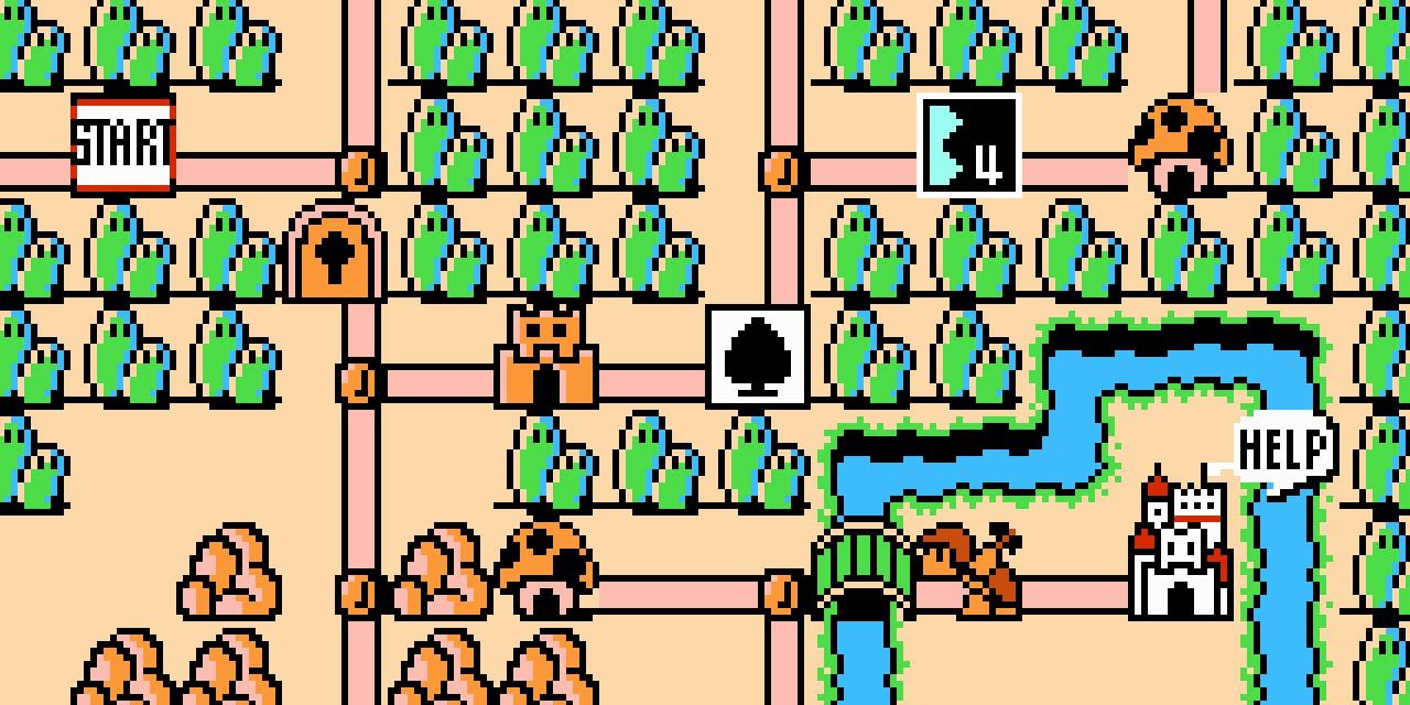 A view of the overworld in Super Mario Bros. 3.