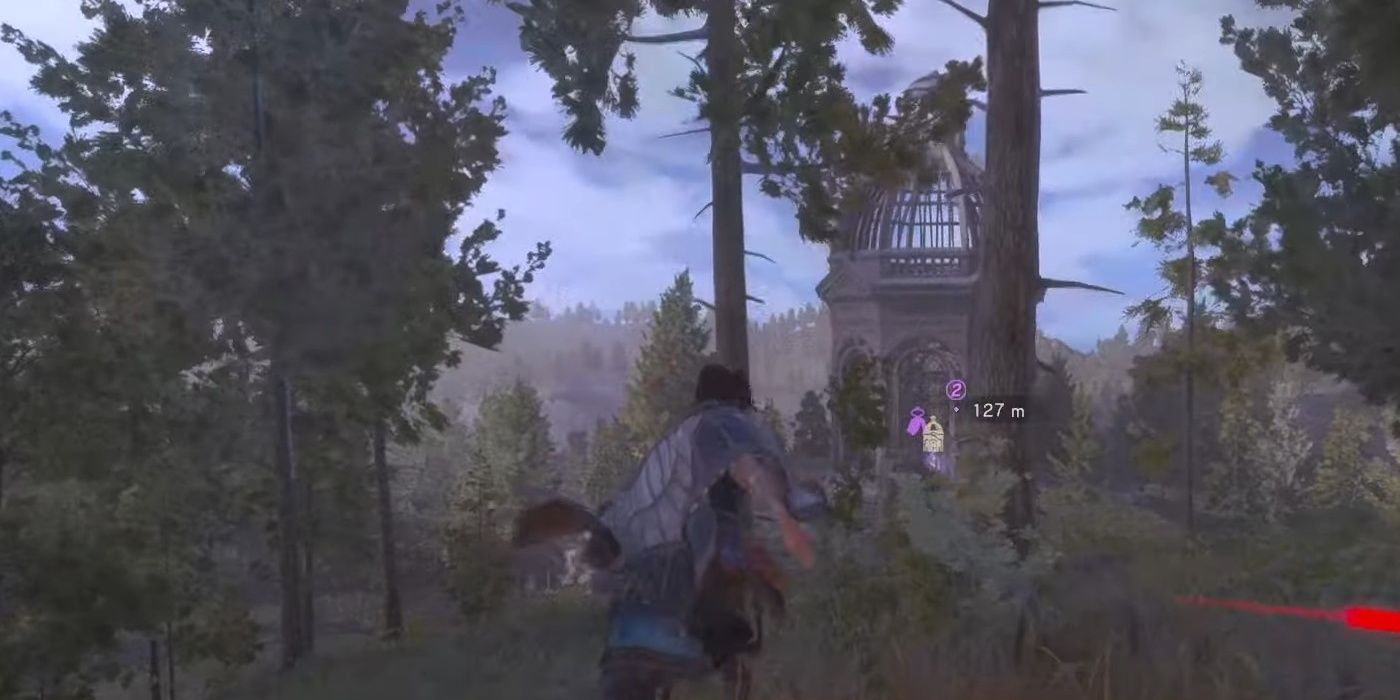 The 9th Locked Labyrinth Forest is found by the Forspoken character beyond some trees.