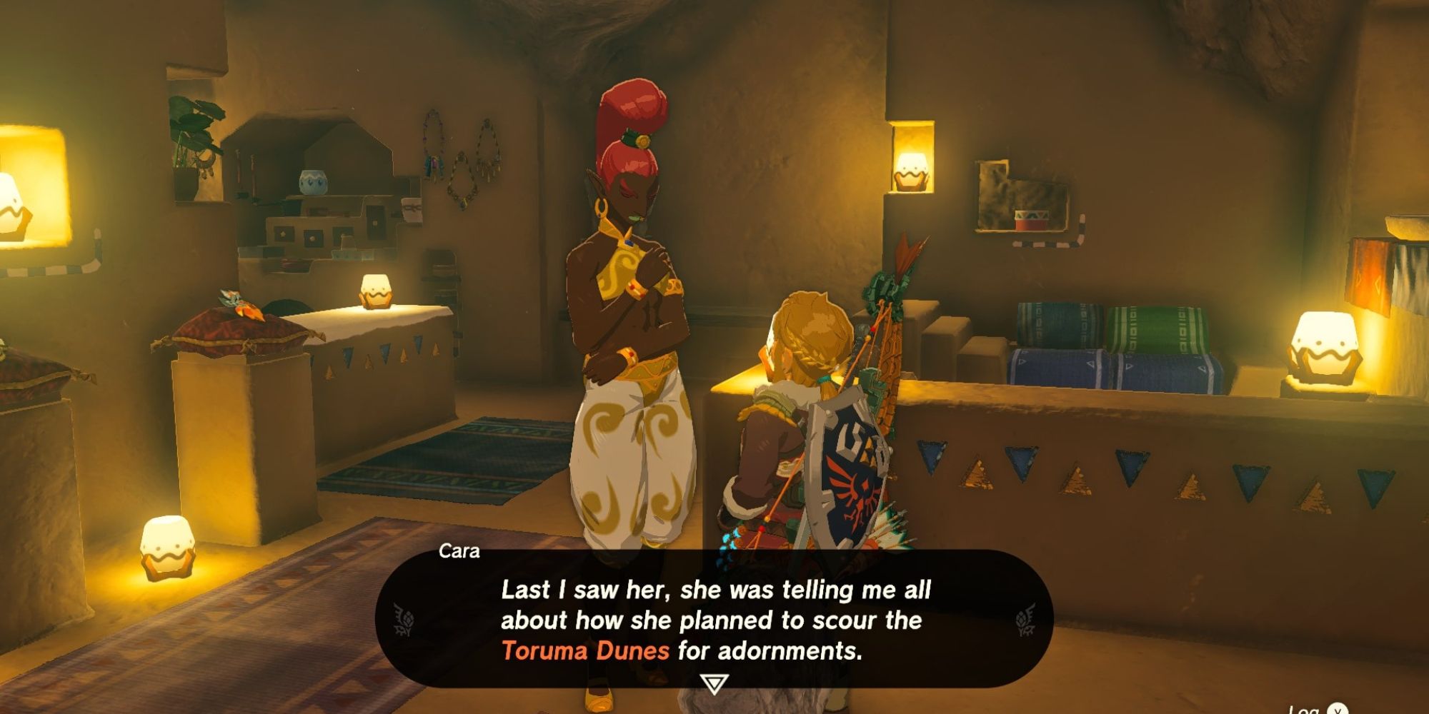 link talking to Cara in Gerudo Town totk