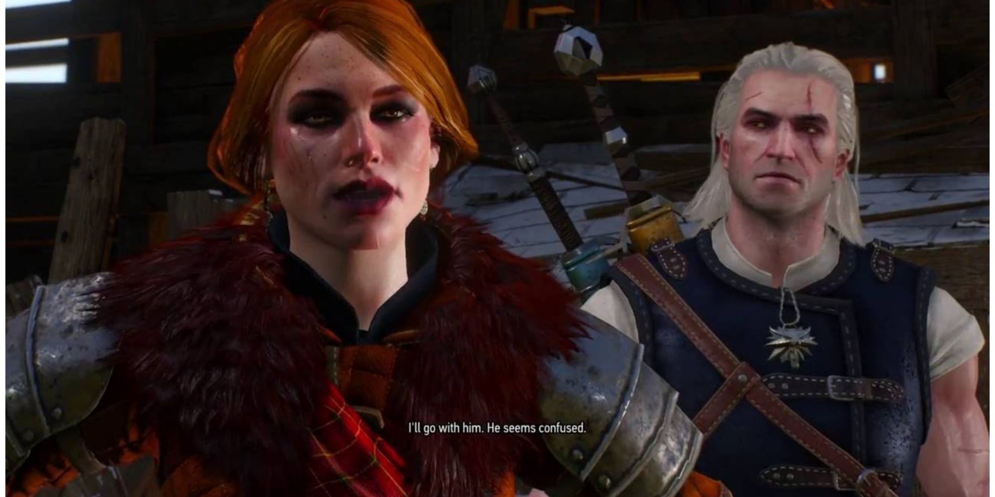 Cerys and Geralt talking in the quest